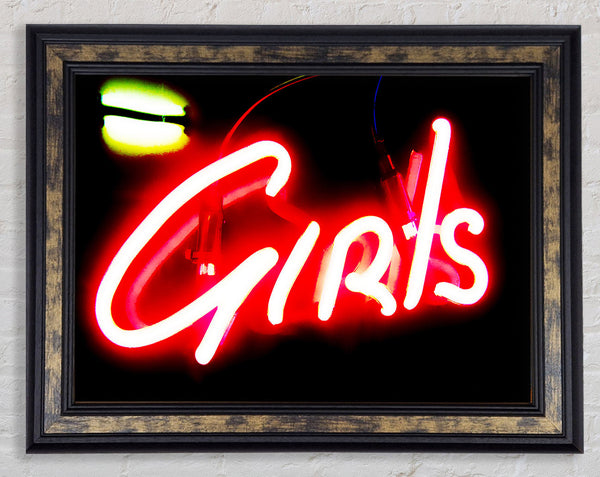 Neon Girls Sign Framed Print