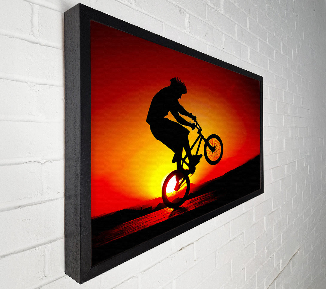  A Canvas Print of Bmx Back Wheelie In Red Sunlight Canvas Art