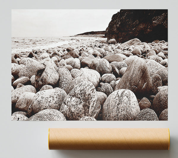 Pebbles Of The Ocean Brown Print