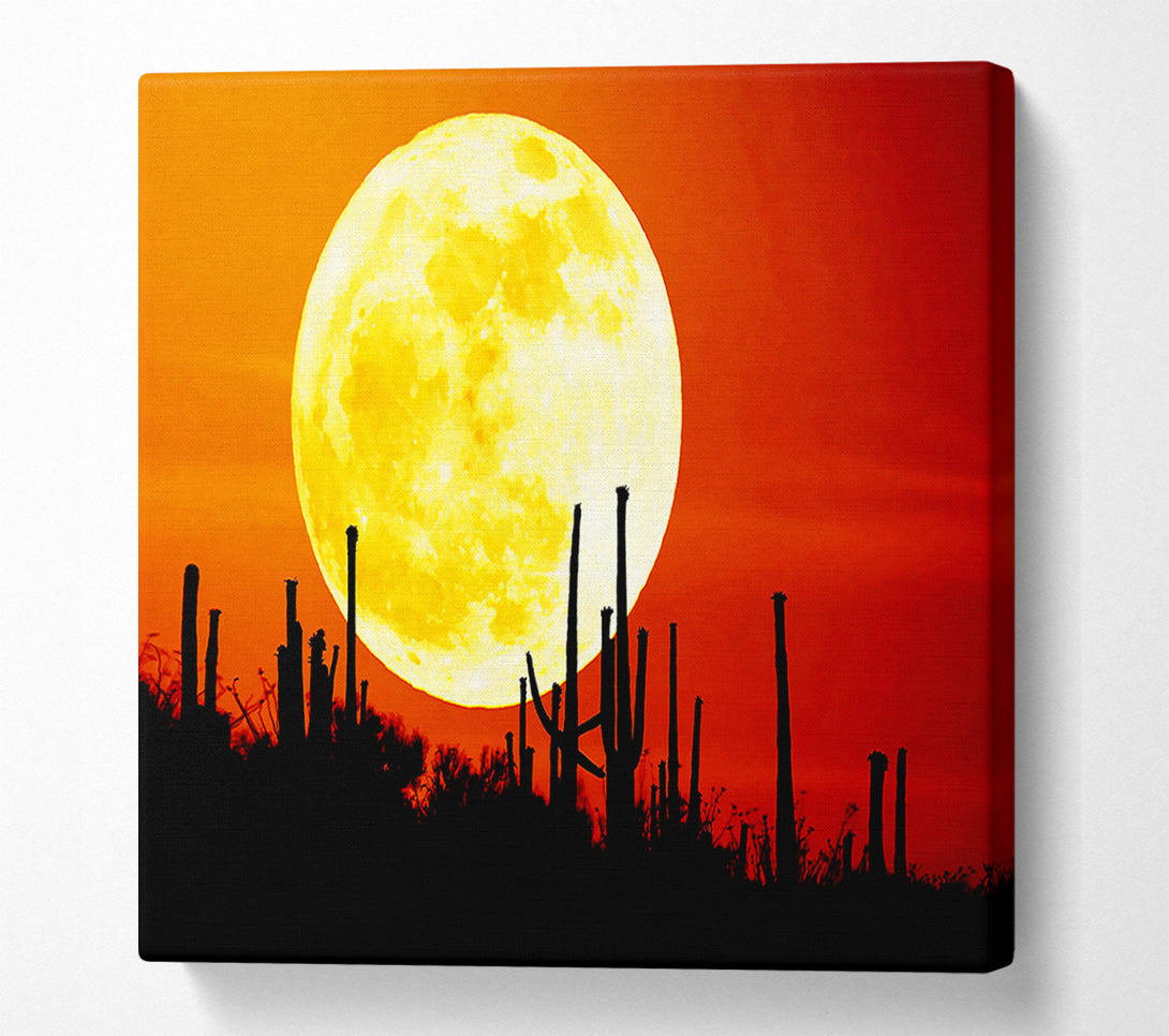  A Canvas Print of Red Moon Cactus Canvas Art