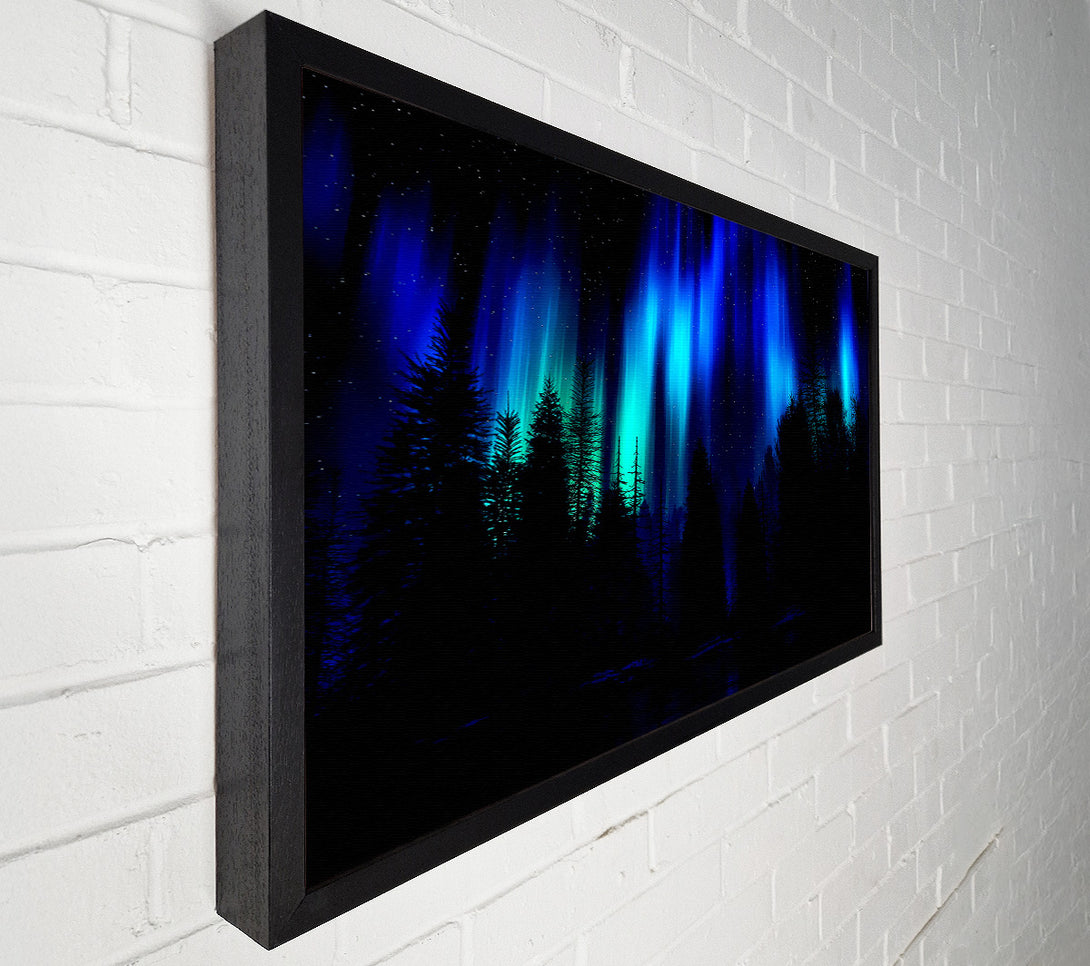  A Canvas Print of Blue Northern Lights Through The Forest Canvas Wall Art