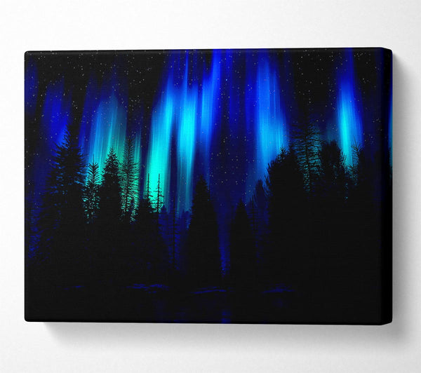  A Canvas Print of Blue Northern Lights Through The Forest Canvas Wall Art