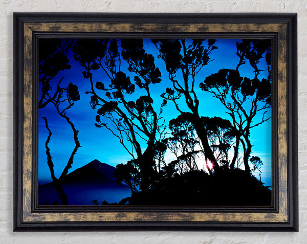 Distant Mountain View Blue Framed Print