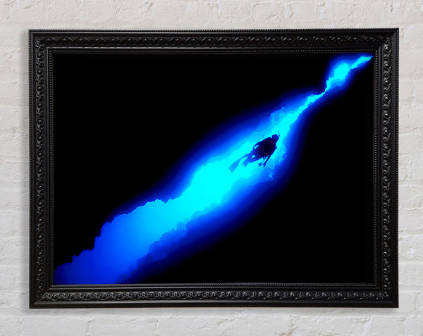 Blue Deep Sea Diver Framed Print