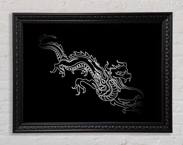 Black Fire Dragon Framed Print