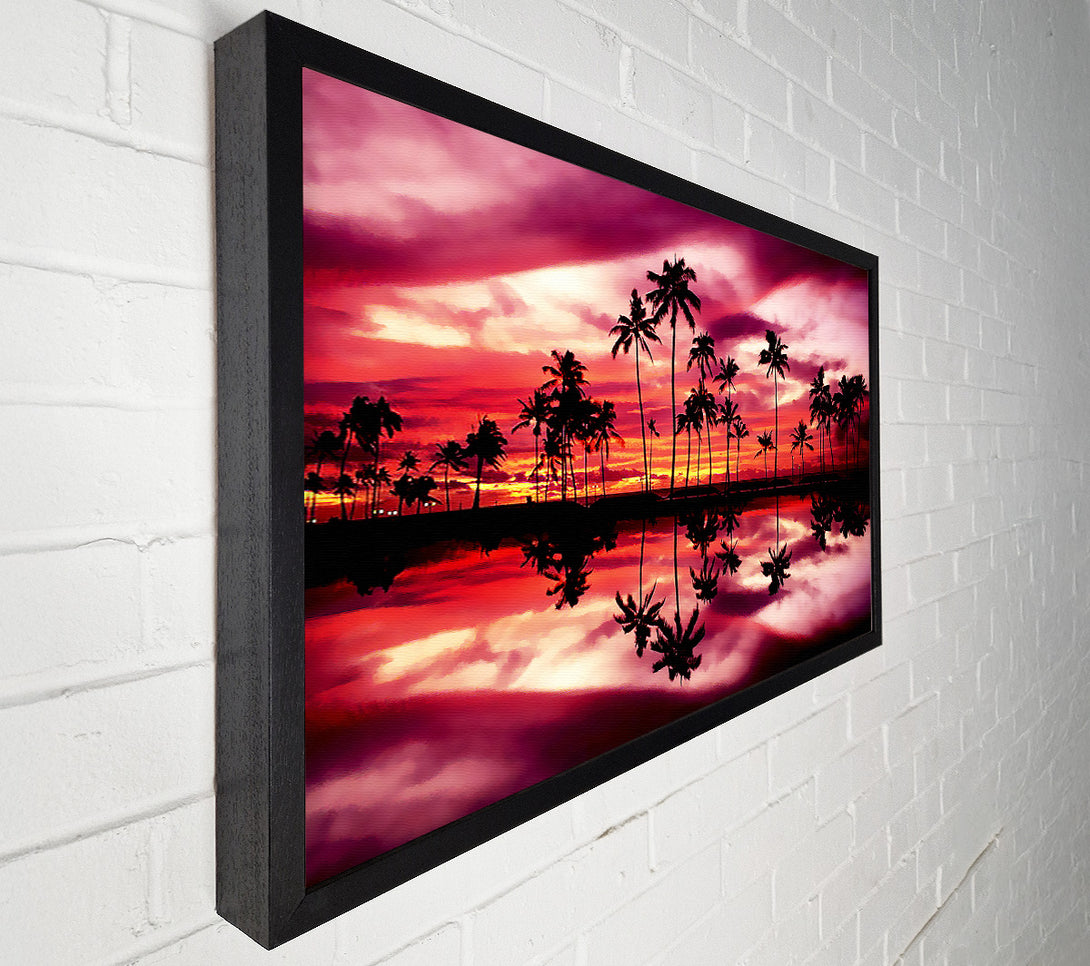  A Canvas Print of Pink Palm Tree Reflections Canvas Art