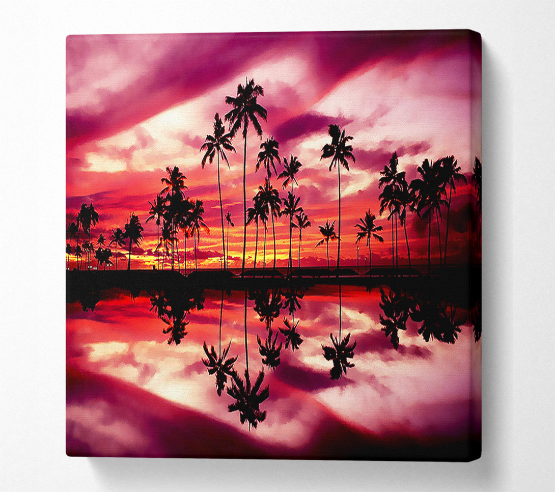  A Canvas Print of Pink Palm Tree Reflections Canvas Art