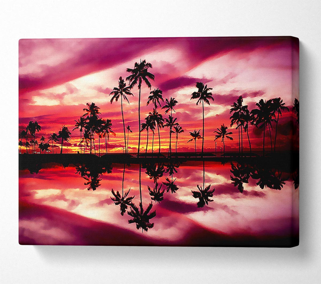  A Canvas Print of Pink Palm Tree Reflections Canvas Art