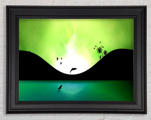 Green Dolphin Paradise Framed Print