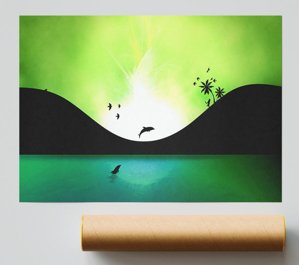Green Dolphin Paradise Poster