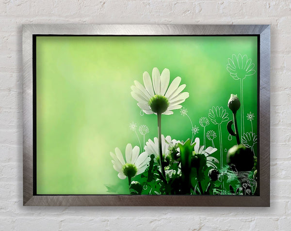 Green Daisy Garden Framed Print