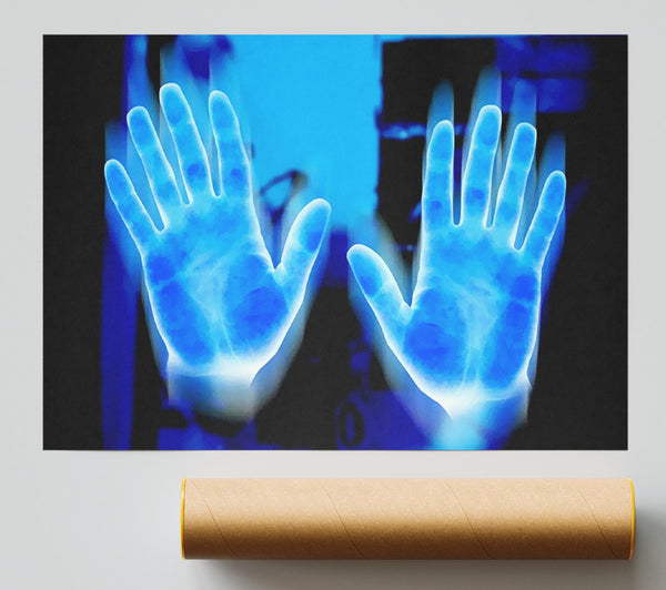 Vibrant Blue Hand Prints Poster