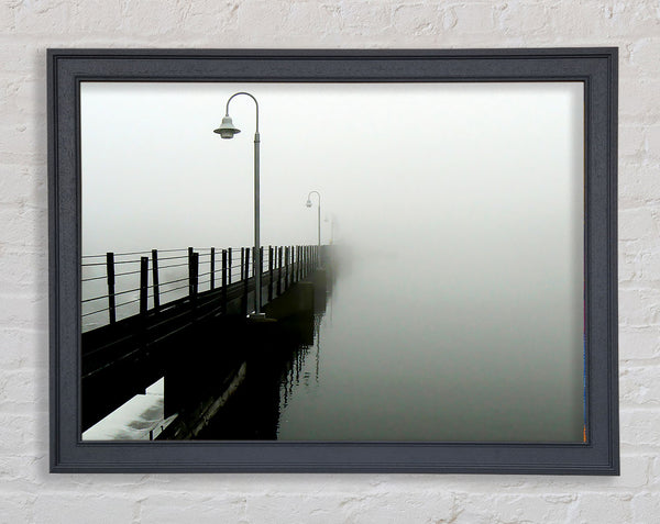 Misty Ocean Pier Framed Print