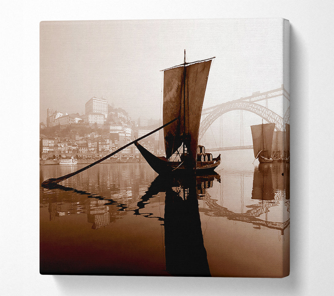  A Canvas Print of Sydney Harbour Retro Ship Canvas Art