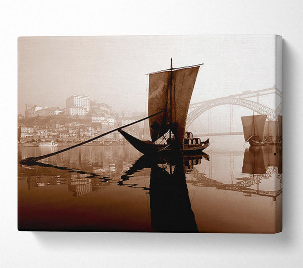  A Canvas Print of Sydney Harbour Retro Ship Canvas Art