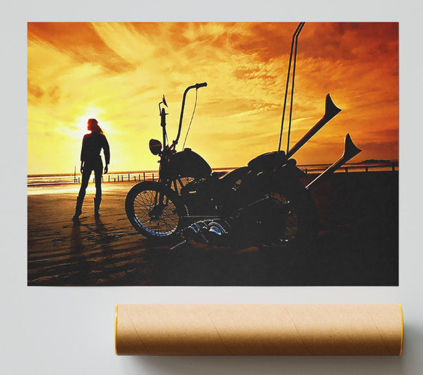 Harley Davidson Sunset Giclee Print
