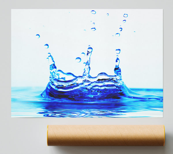 Blue Water Droplets Poster