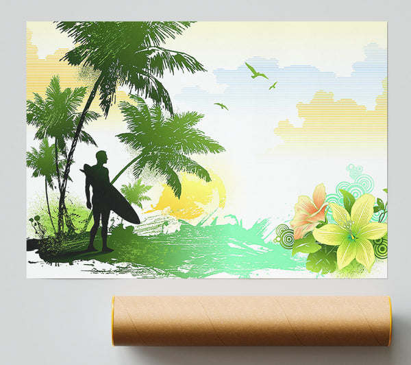 Surfer Flowers Giclee Print