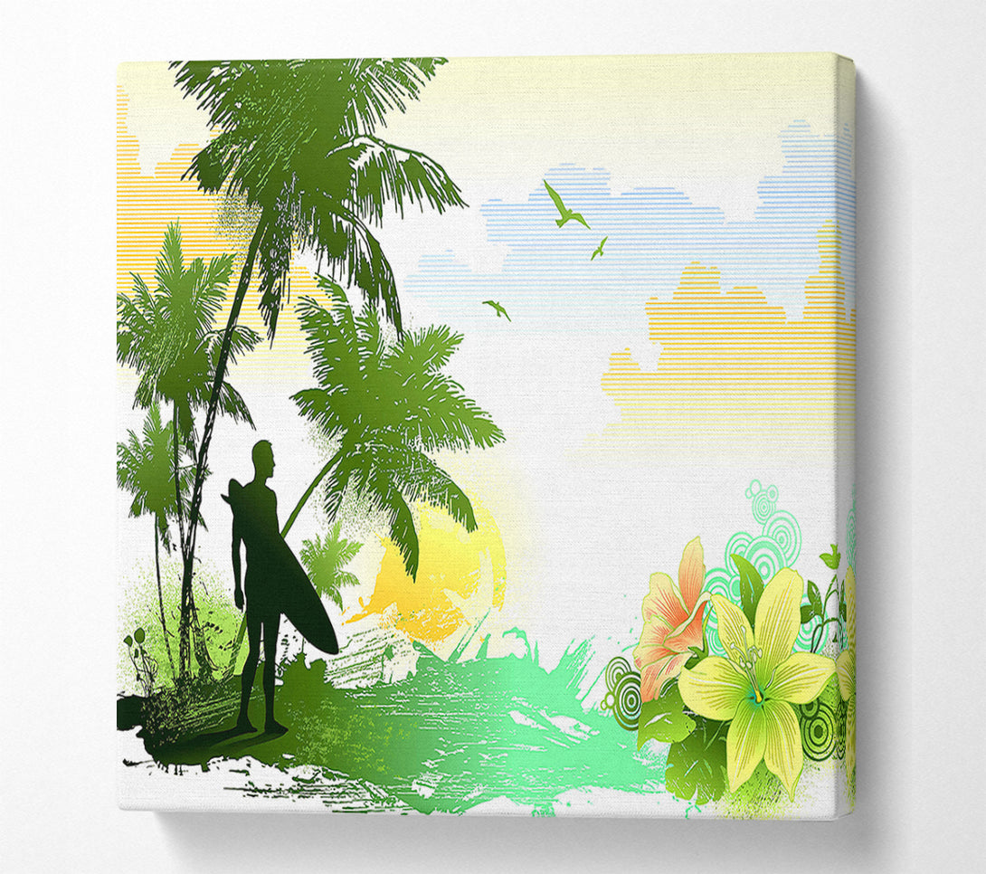  A Canvas Print of Surfer Flowers Canvas Wall Art