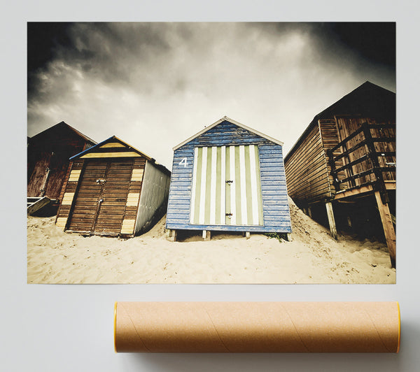 Winter Beach Huts Giclee Print