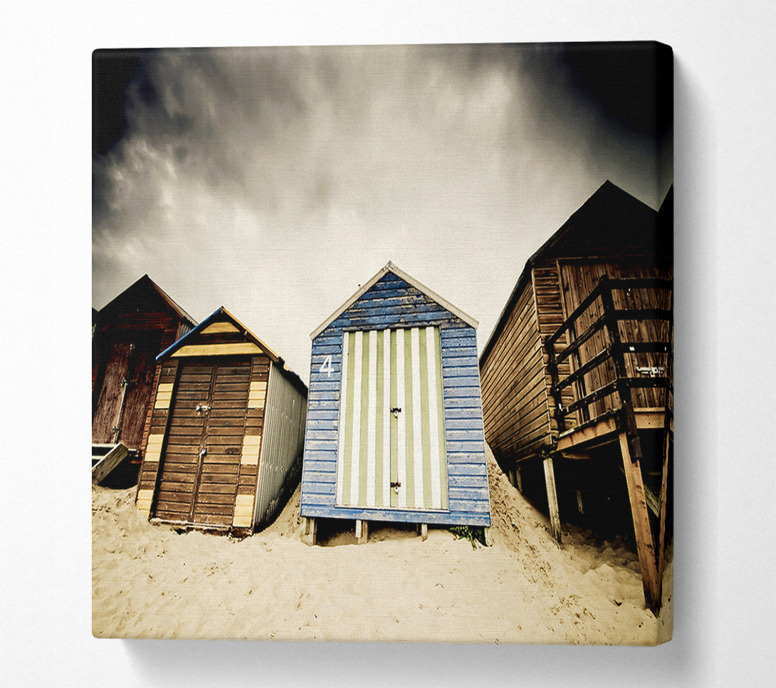  A Canvas Print of Winter Beach Huts Canvas Print