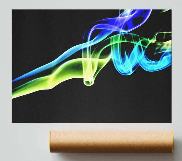 Vibrant Smoke Trail On Black Print
