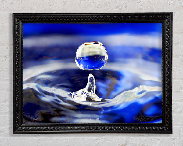 Blue Water Droplet Framed Print