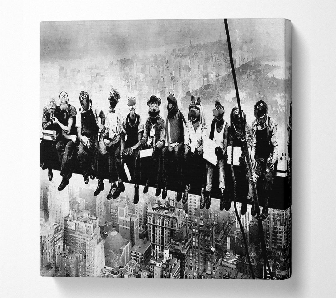  A Canvas Print of Lunch A Top Of A Skyscraper Muppets Canvas Print