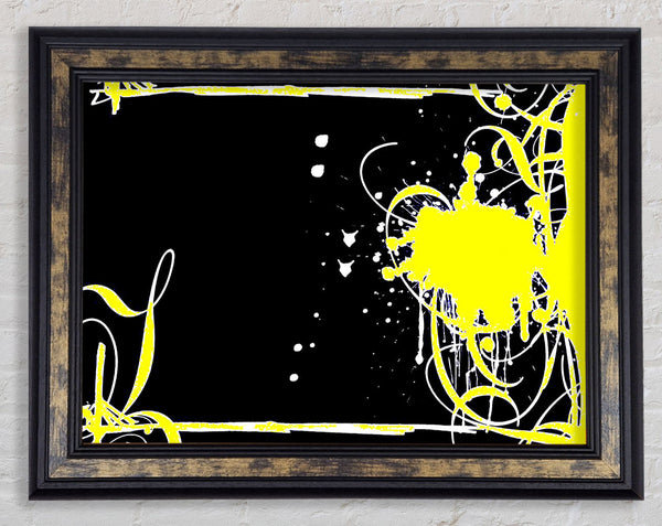 Yellow On Black Framed Print