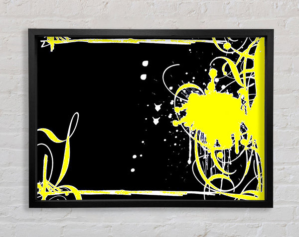 Yellow On Black Framed Print