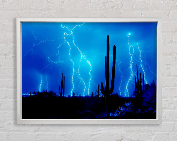 Blue Lightning Storm Framed Print