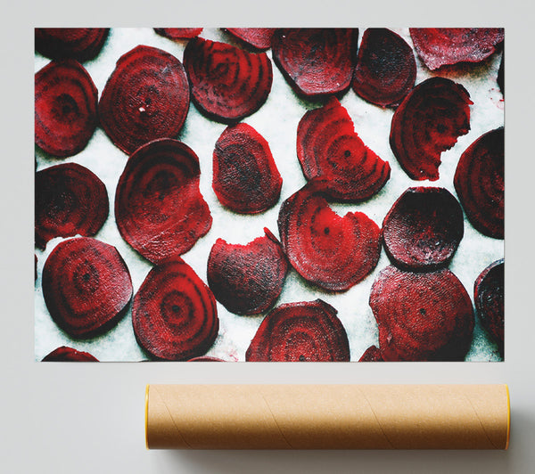 Red Beetroot Slices Poster