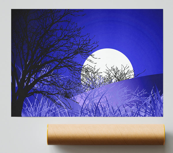 Purple Moonlit Landscape Print