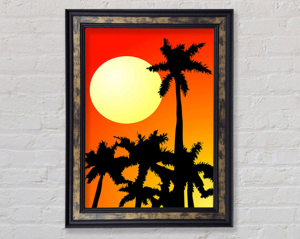 Palm Tree Sun Framed Print