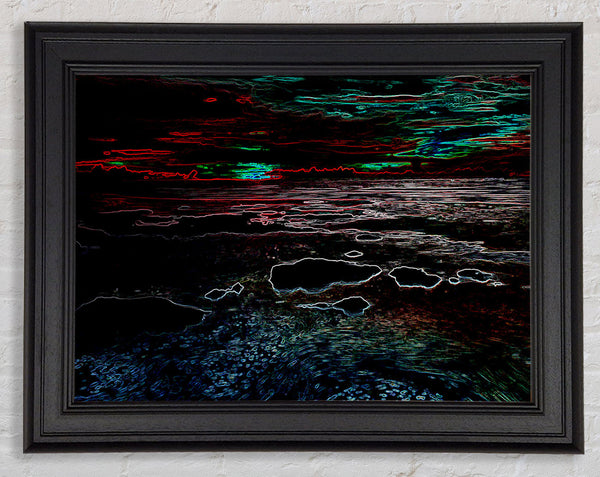 Abstract Neon Seascape Framed Print