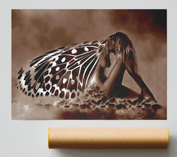 Chocolate Butterfly Landing Poster