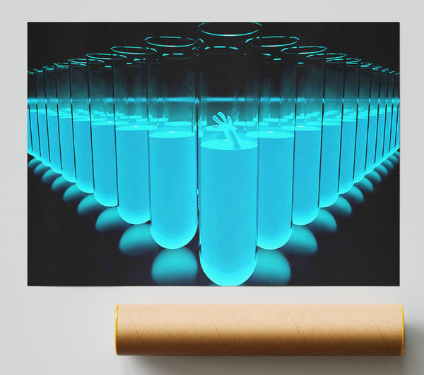 Blue Test Tubes Print