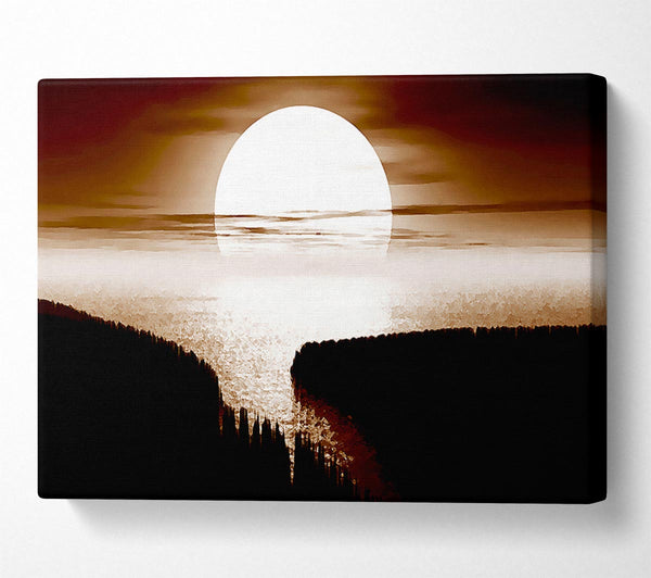  A Canvas Print of Chocolate Moonlit River Flows Canvas Wall Art