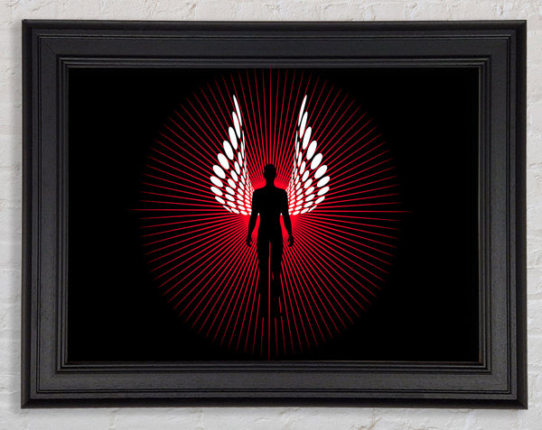 Male Angel Wings Red Framed Print