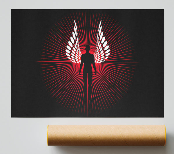 Male Angel Wings Red Poster