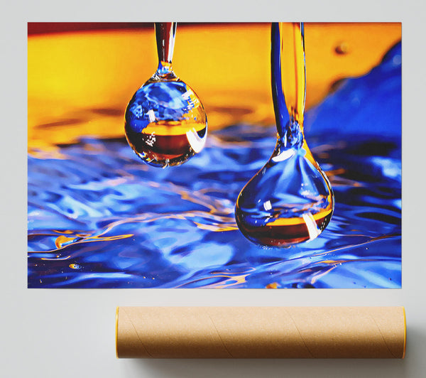 Duo Water Droplet Blue Orange Print