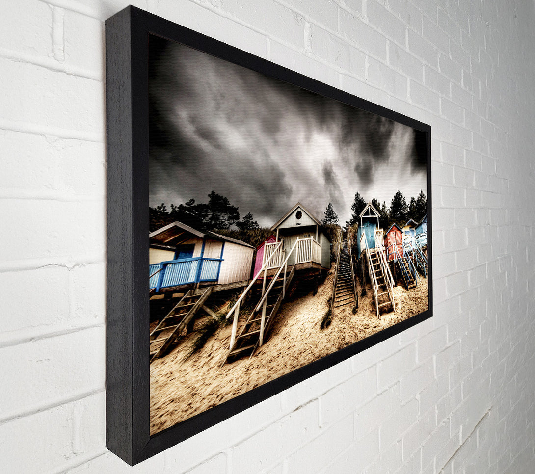  A Canvas Print of Beach Hut Storms Canvas Wall Art