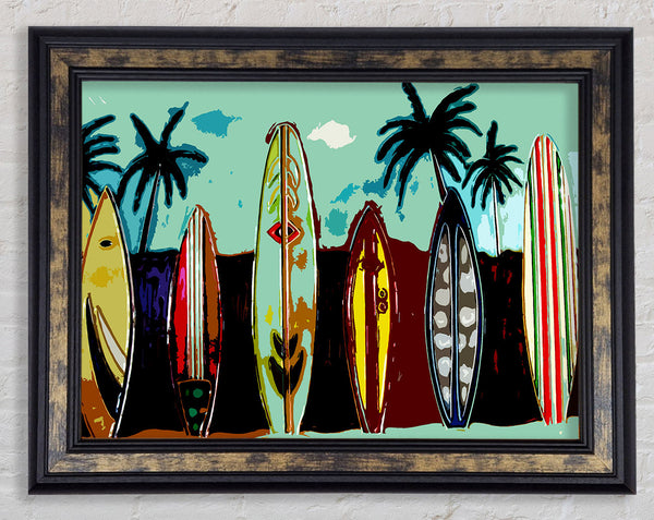 Surfboard Paradise Framed Print