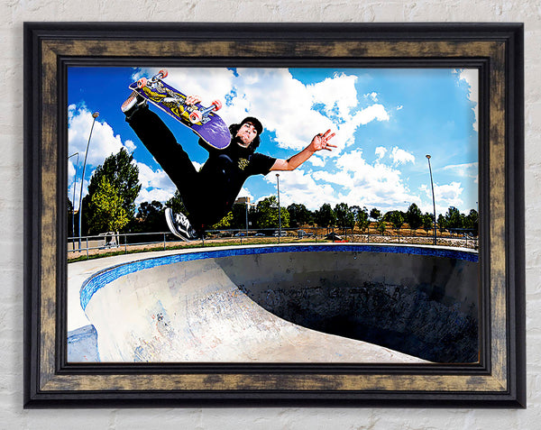 Skateboarders Flip Framed Print