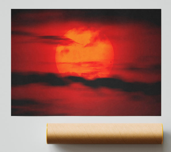 Red Sun Clouds Print