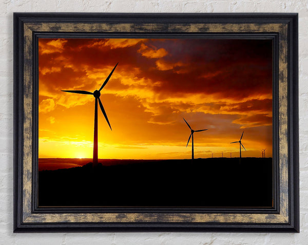 Windmills At Sunlight Framed Print