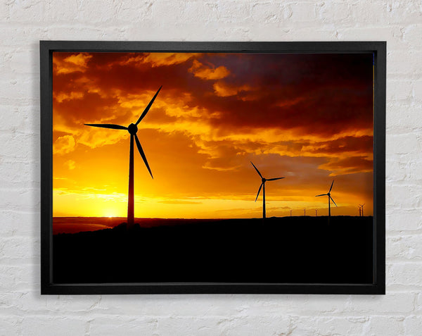 Windmills At Sunlight Framed Print