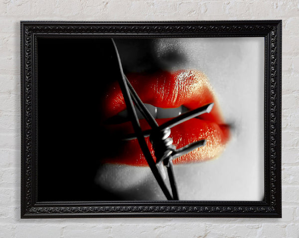 Barbed Wire Lips Framed Print