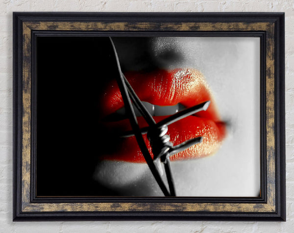 Barbed Wire Lips Framed Print