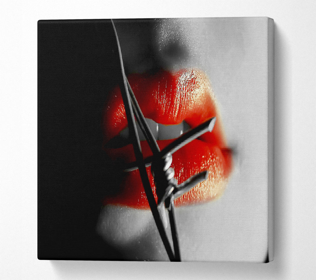  A Canvas Print of Barbed Wire Lips Canvas Art